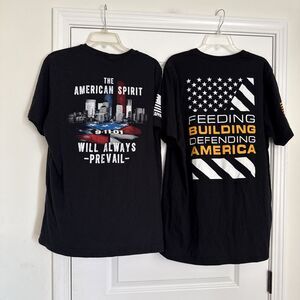 Lot of 2 Nine Line XL Black T-Shirts 9-11 Team JCB Feeding Building Defending